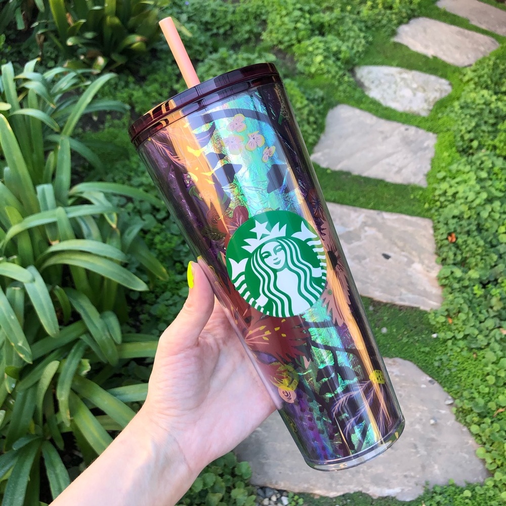 STARBUCKS FOIL FALL TUMBLER 24oz + straw topper
